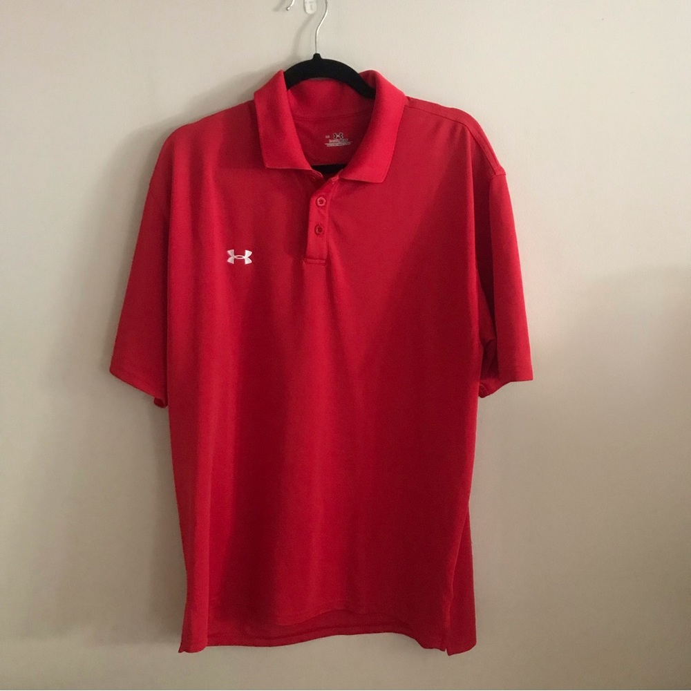 Underarmour red heat gear polo shirt large